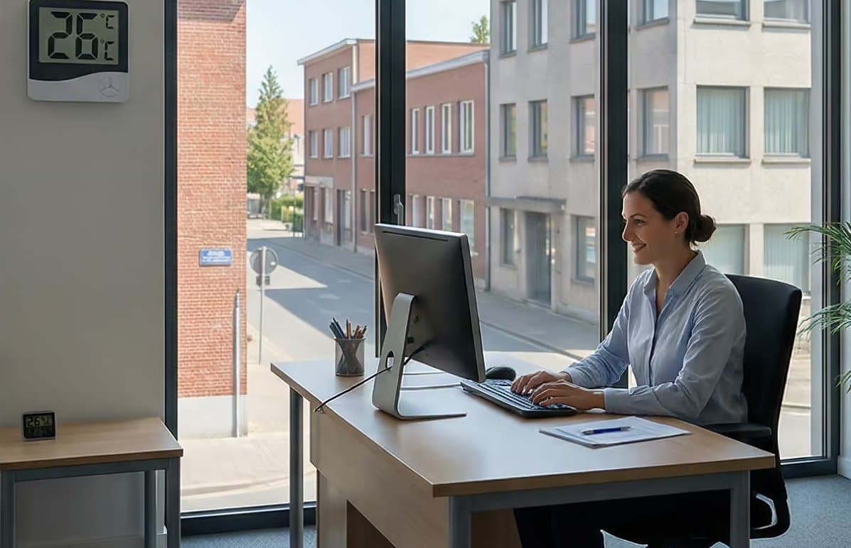 Le même bureau protégé par un film solaire