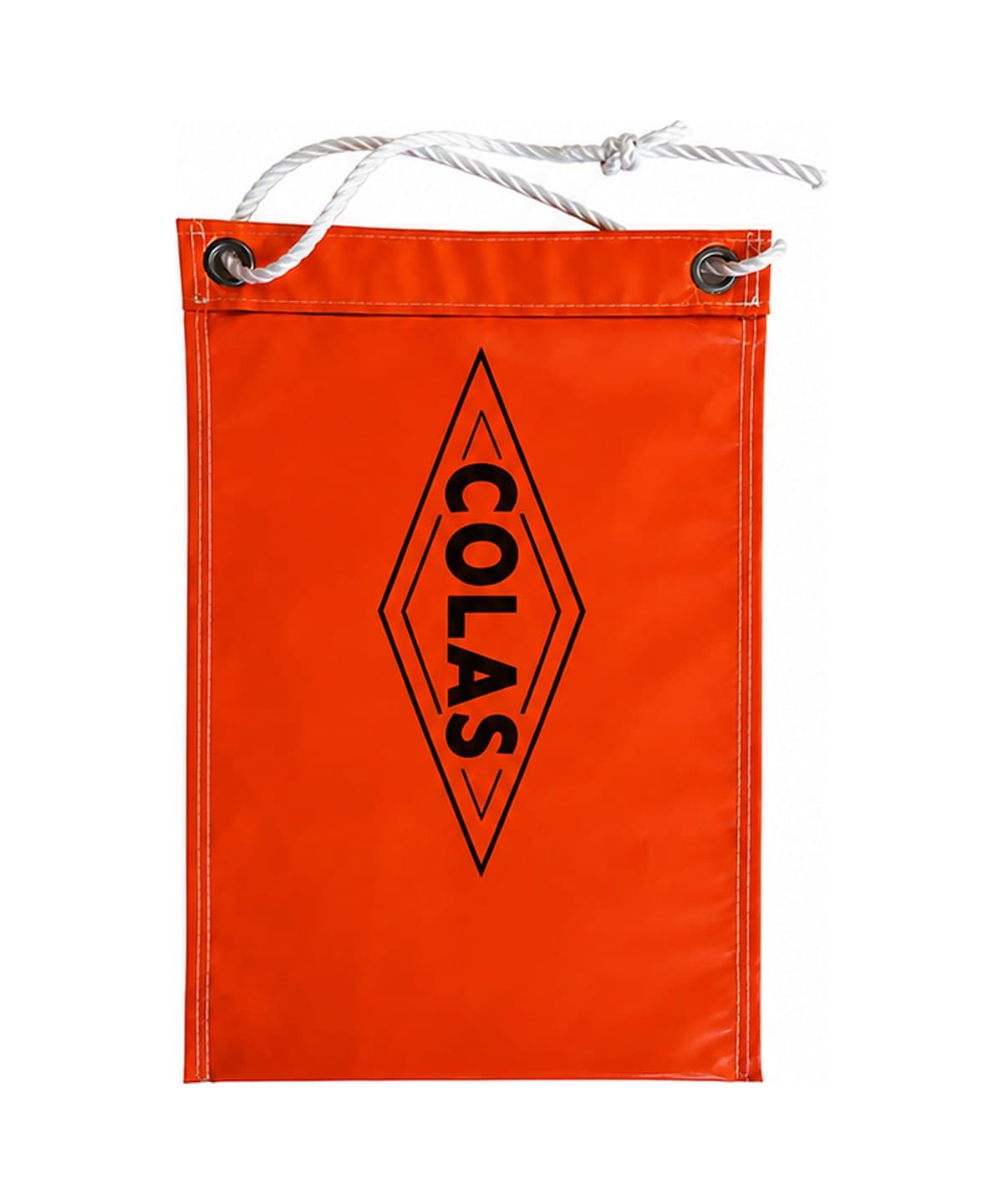 Sac de lestage en bâche orange avec marquage sérigraphié et corde de transport