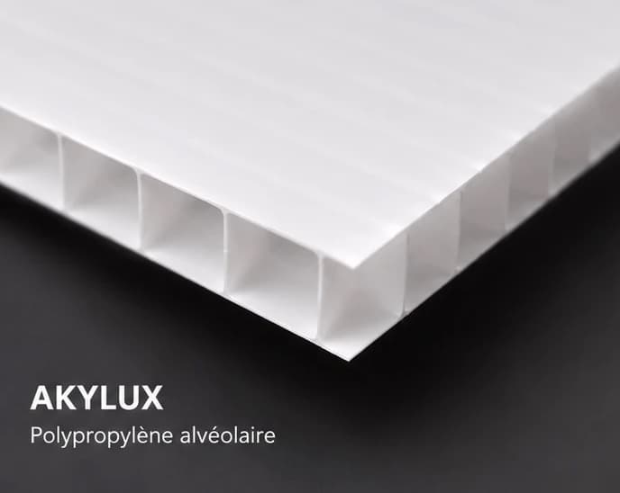 Tranche d'un panneau Akylux alvéolaire blanc