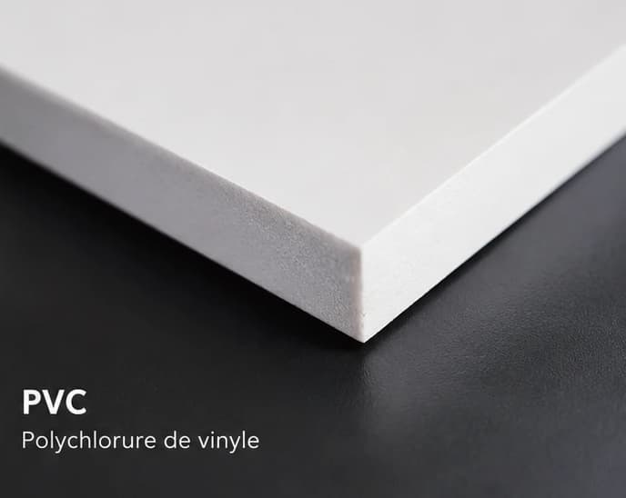 Tranche d'un panneau PVC expansé blanc